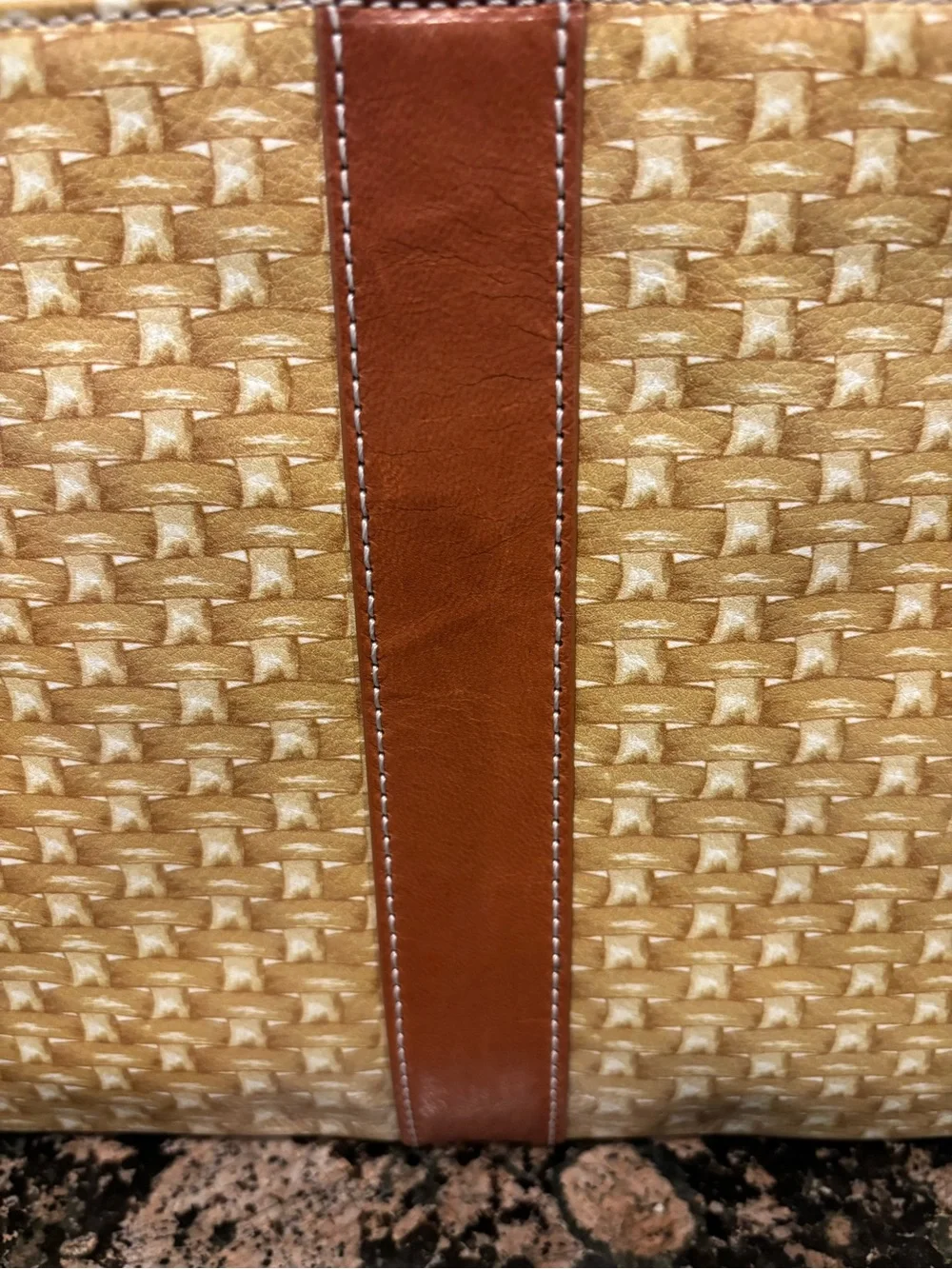 J. McLaughlin Gold Woven Clutch with Brown Accent